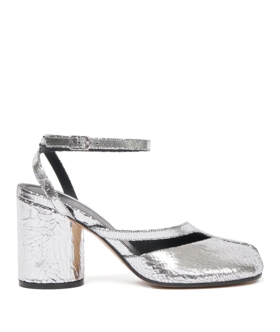 MAISON MARGIELA Серебряные кожаные босоножки, фото 1