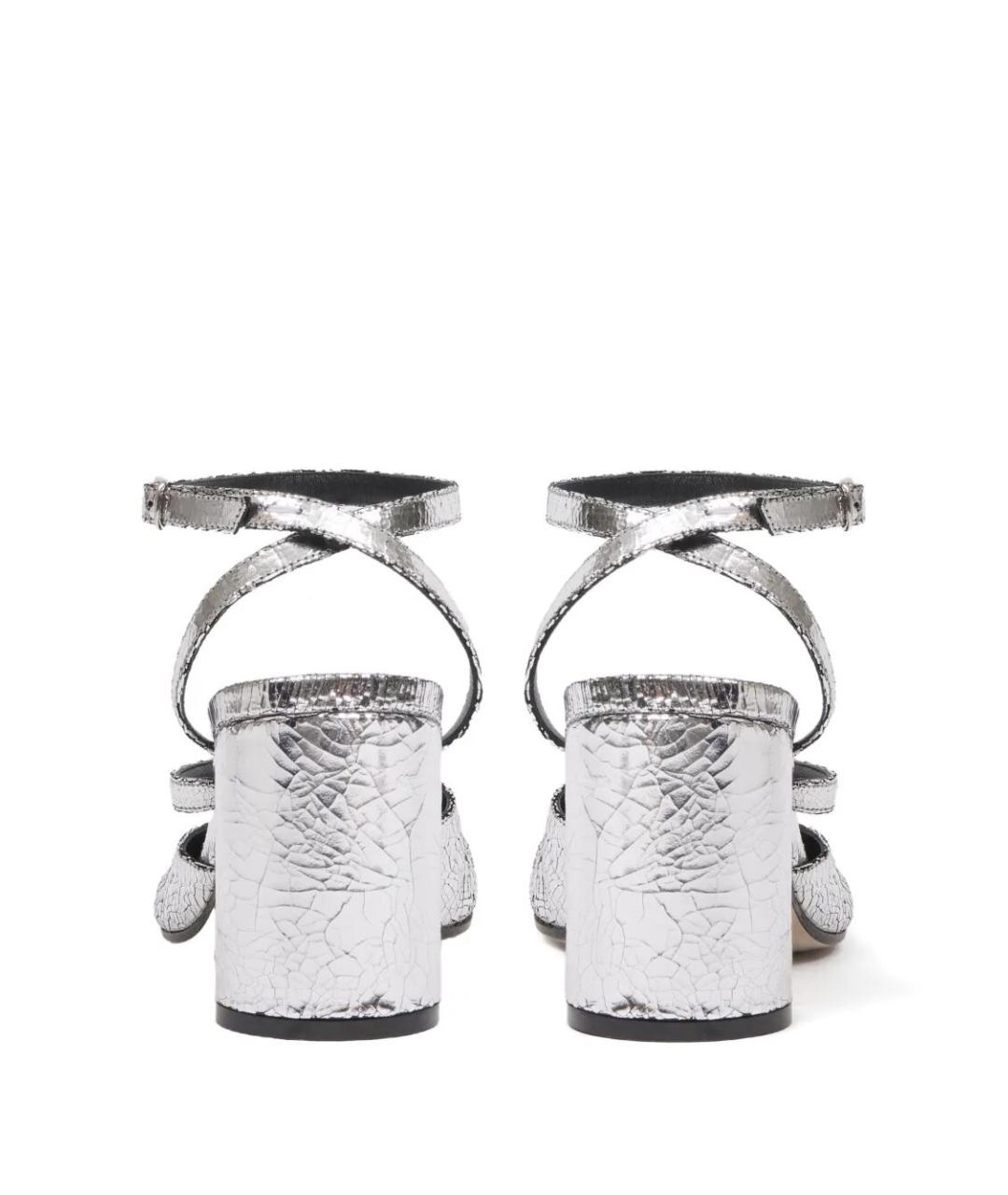 MAISON MARGIELA Серебряные кожаные босоножки, фото 4