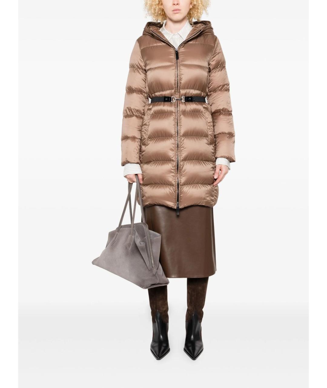 MAX MARA Бежевый полиэстеровый пуховик, фото 4