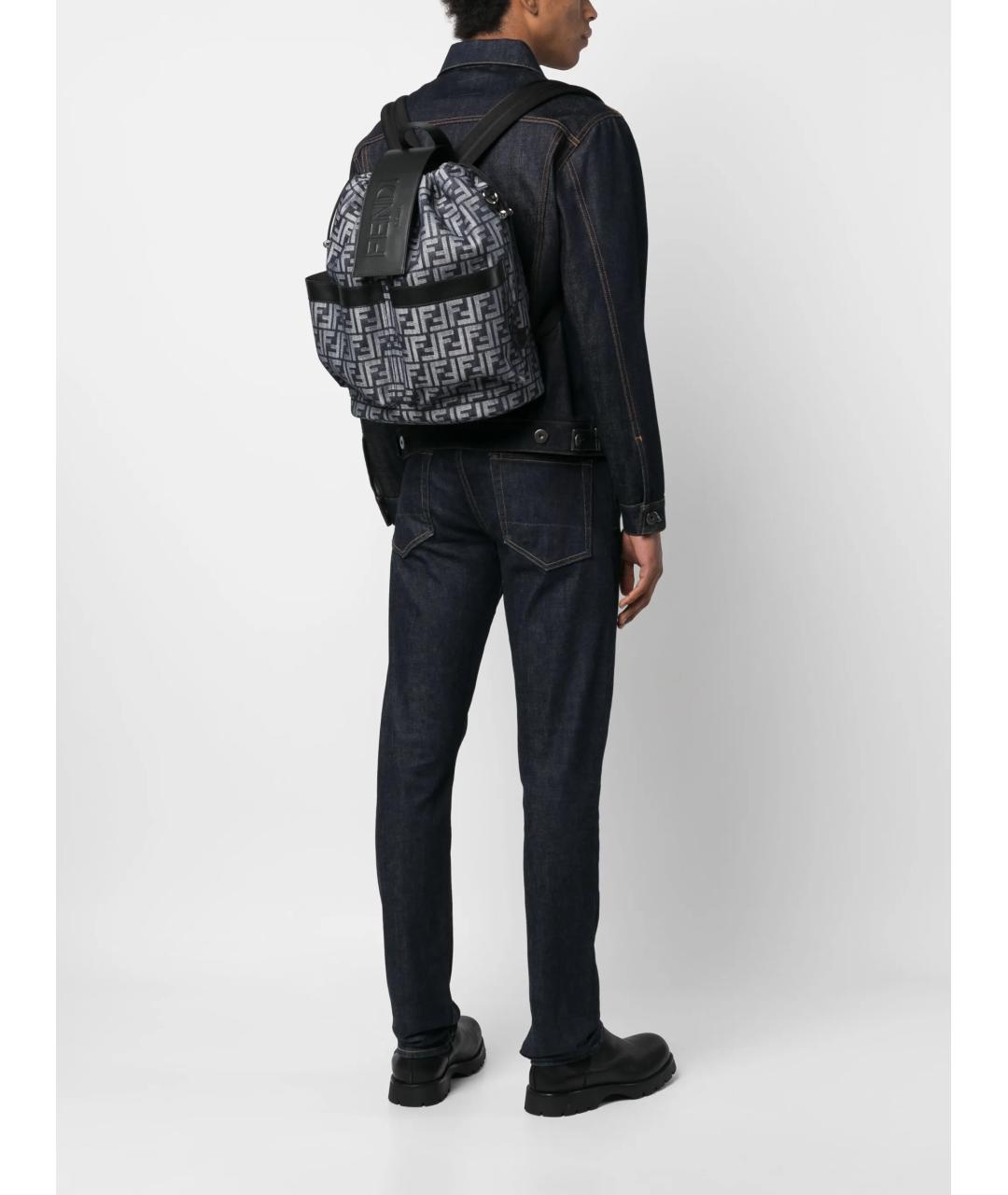 FENDI Темно-синий деним рюкзак, фото 2