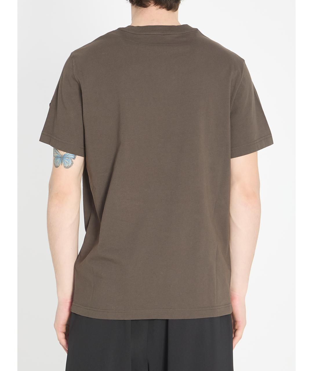MONCLER Коричневая хлопковая футболка, фото 4