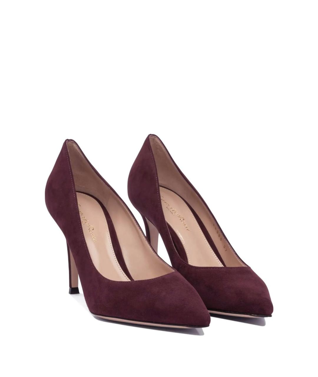 GIANVITO ROSSI Бордовые кожаные туфли, фото 4