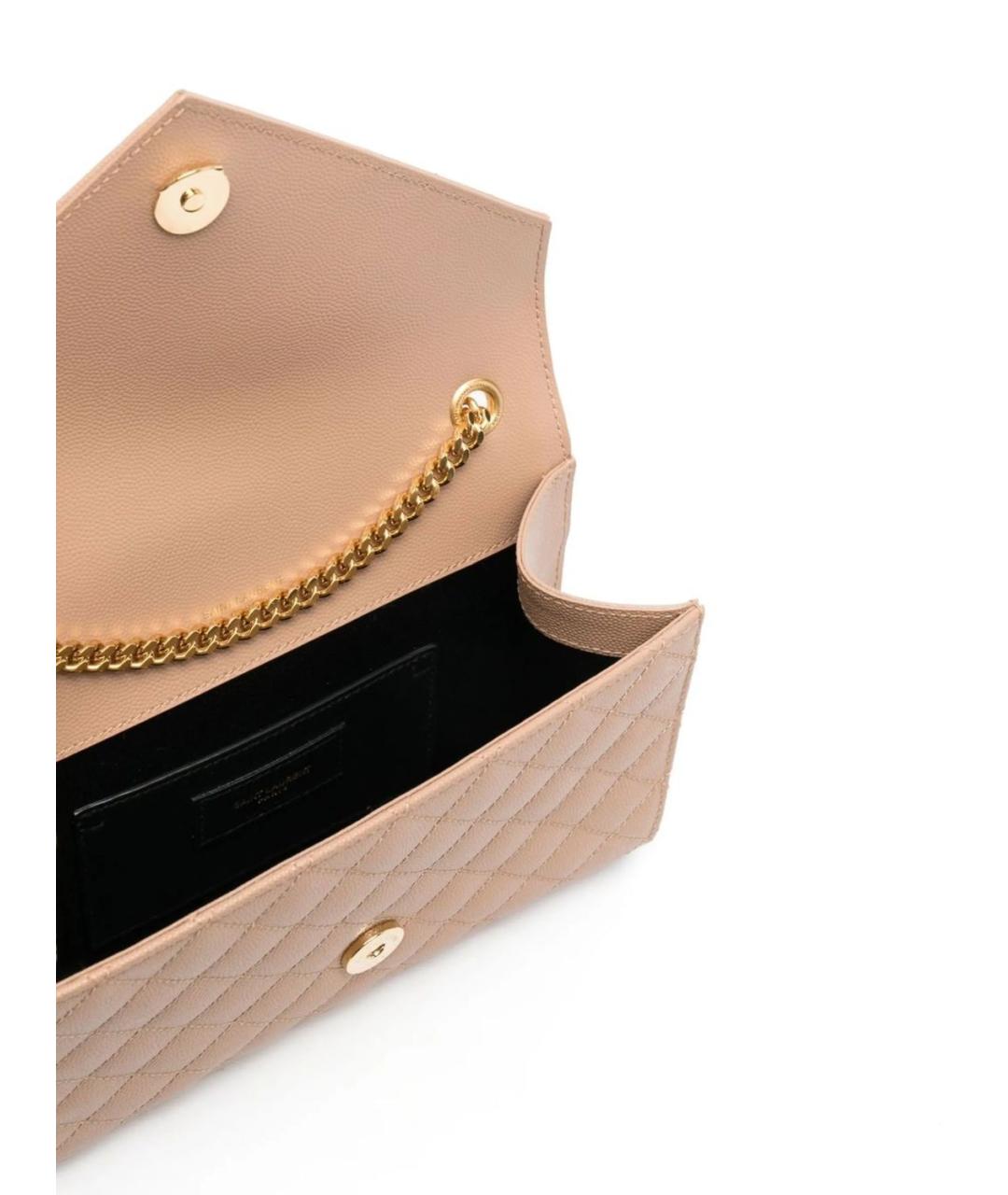 SAINT LAURENT Бежевая кожаная сумка через плечо, фото 5