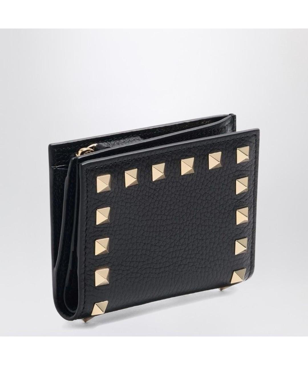 VALENTINO Черный кожаный кошелек, фото 2