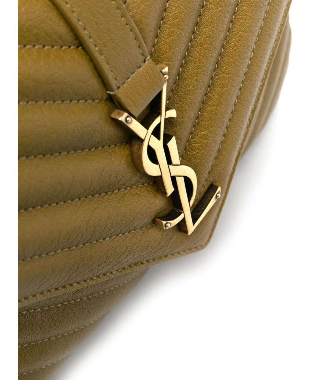 SAINT LAURENT Зеленая кожаная сумка с короткими ручками, фото 4