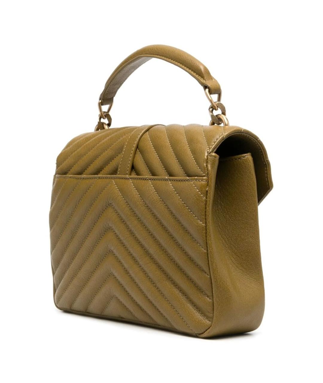 SAINT LAURENT Зеленая кожаная сумка с короткими ручками, фото 5