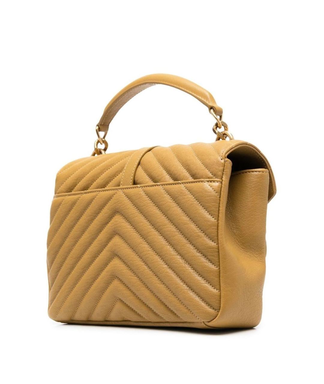 SAINT LAURENT Желтая кожаная сумка с короткими ручками, фото 2