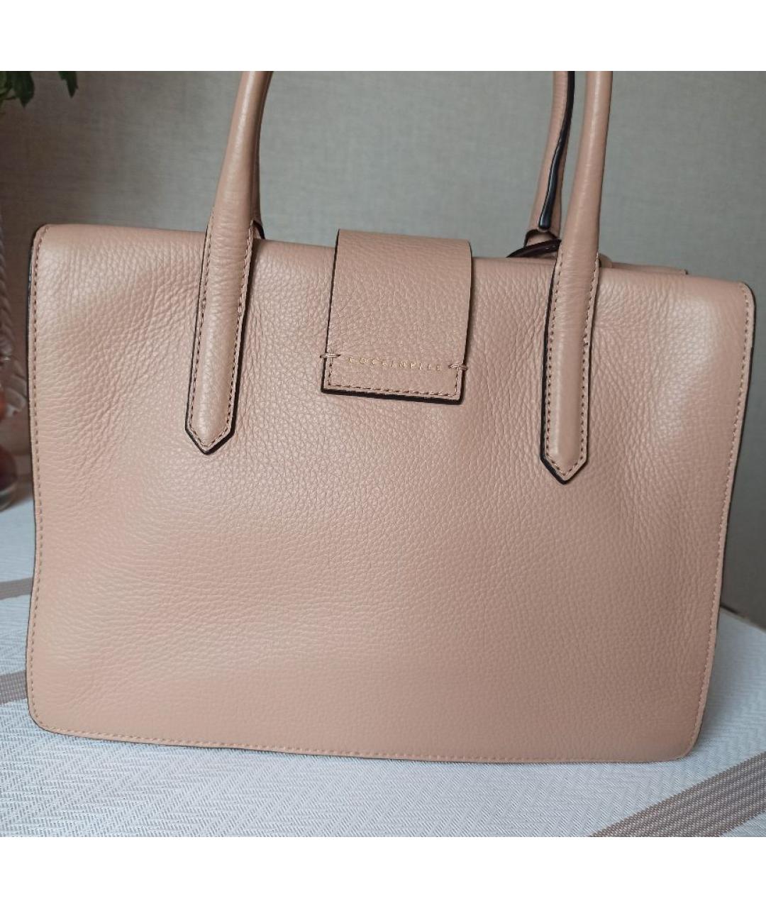 COCCINELLE Розовая кожаная сумка с короткими ручками, фото 3