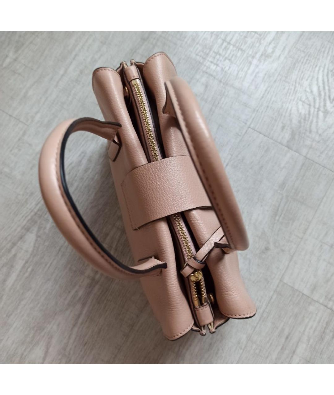 COCCINELLE Розовая кожаная сумка с короткими ручками, фото 6