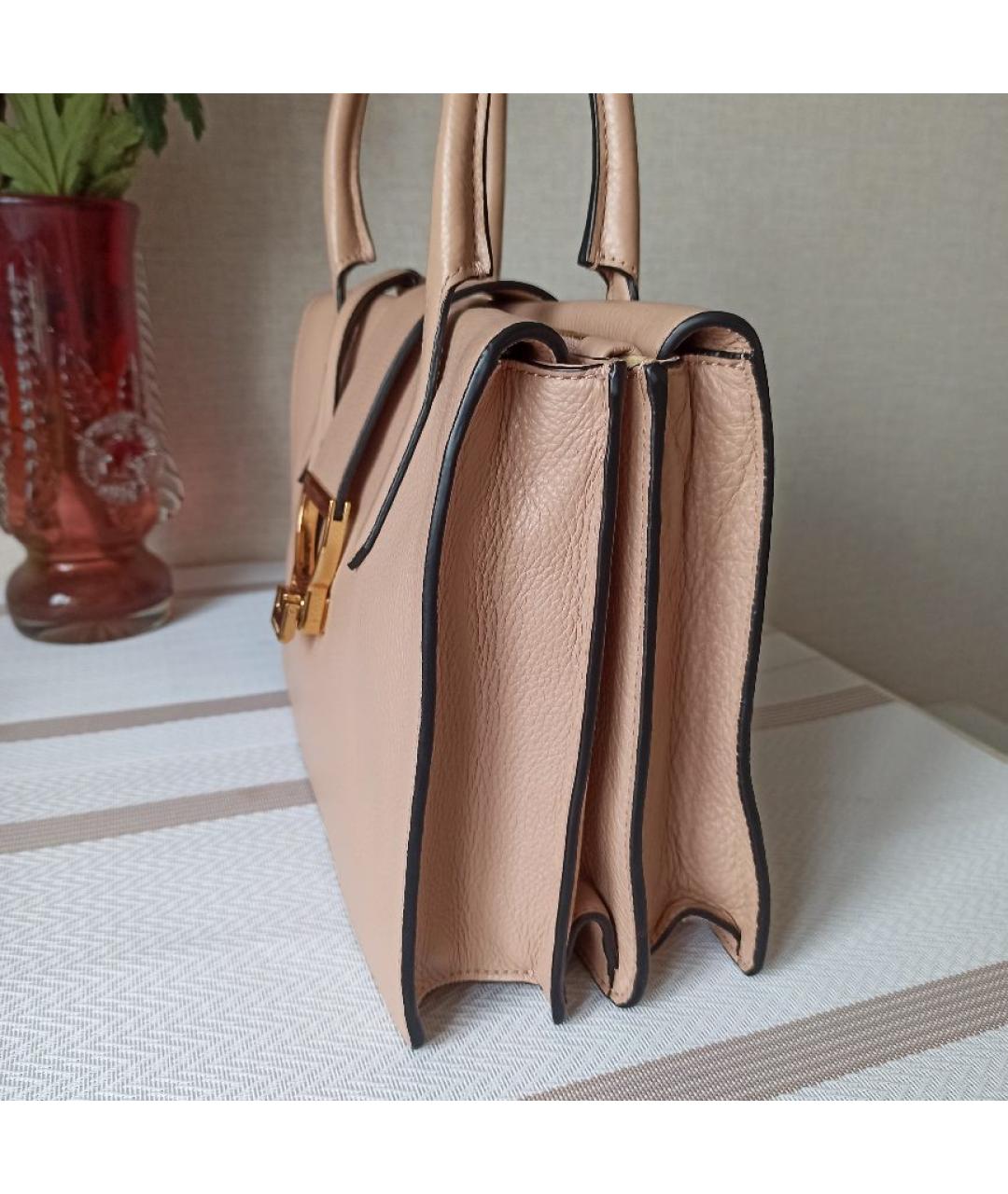 COCCINELLE Розовая кожаная сумка с короткими ручками, фото 2