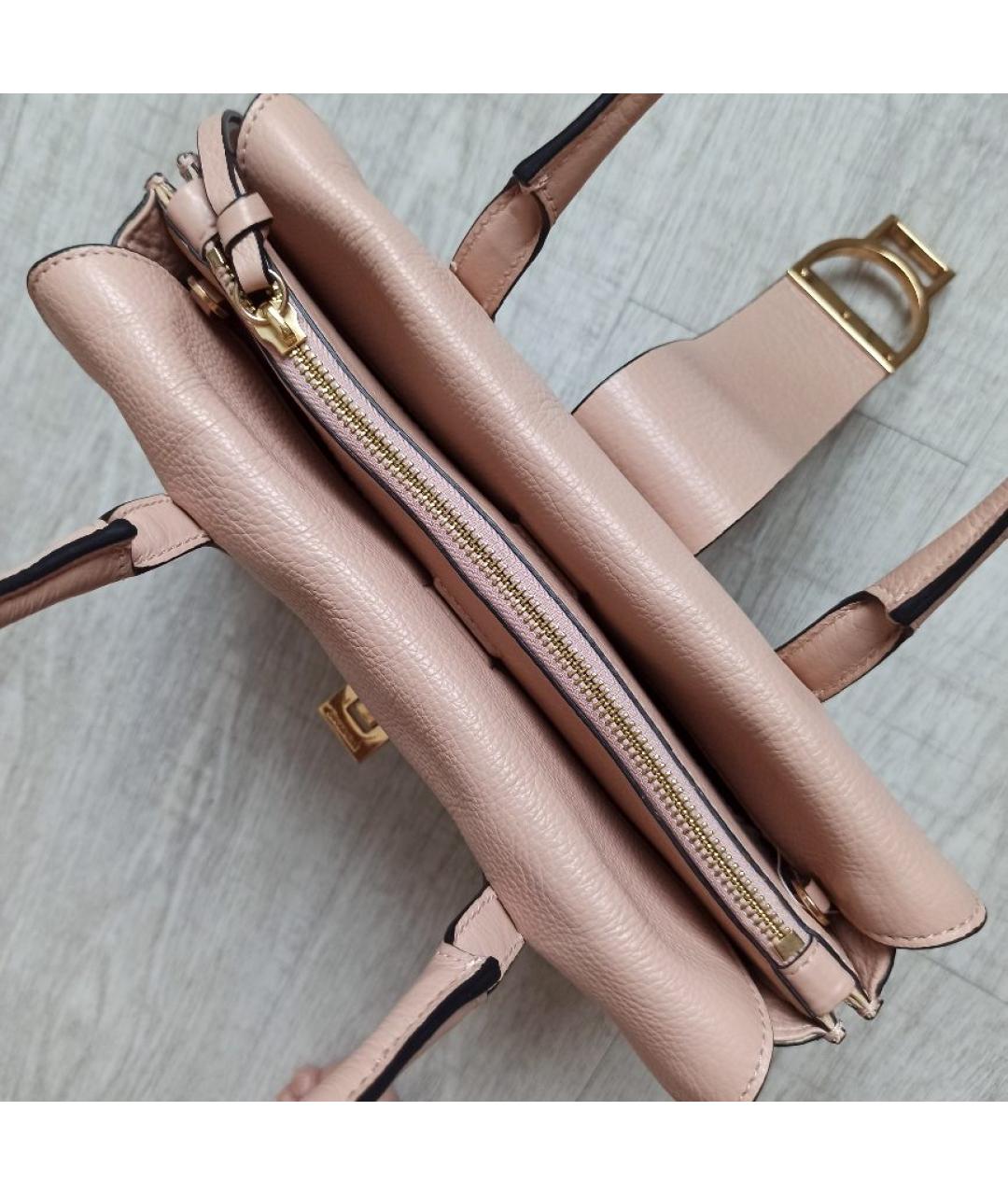 COCCINELLE Розовая кожаная сумка с короткими ручками, фото 4