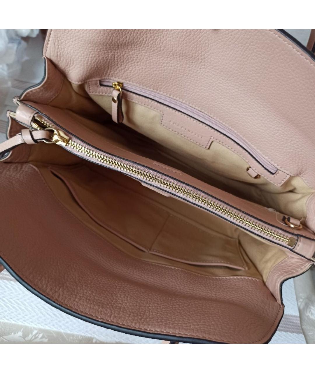 COCCINELLE Розовая кожаная сумка с короткими ручками, фото 7