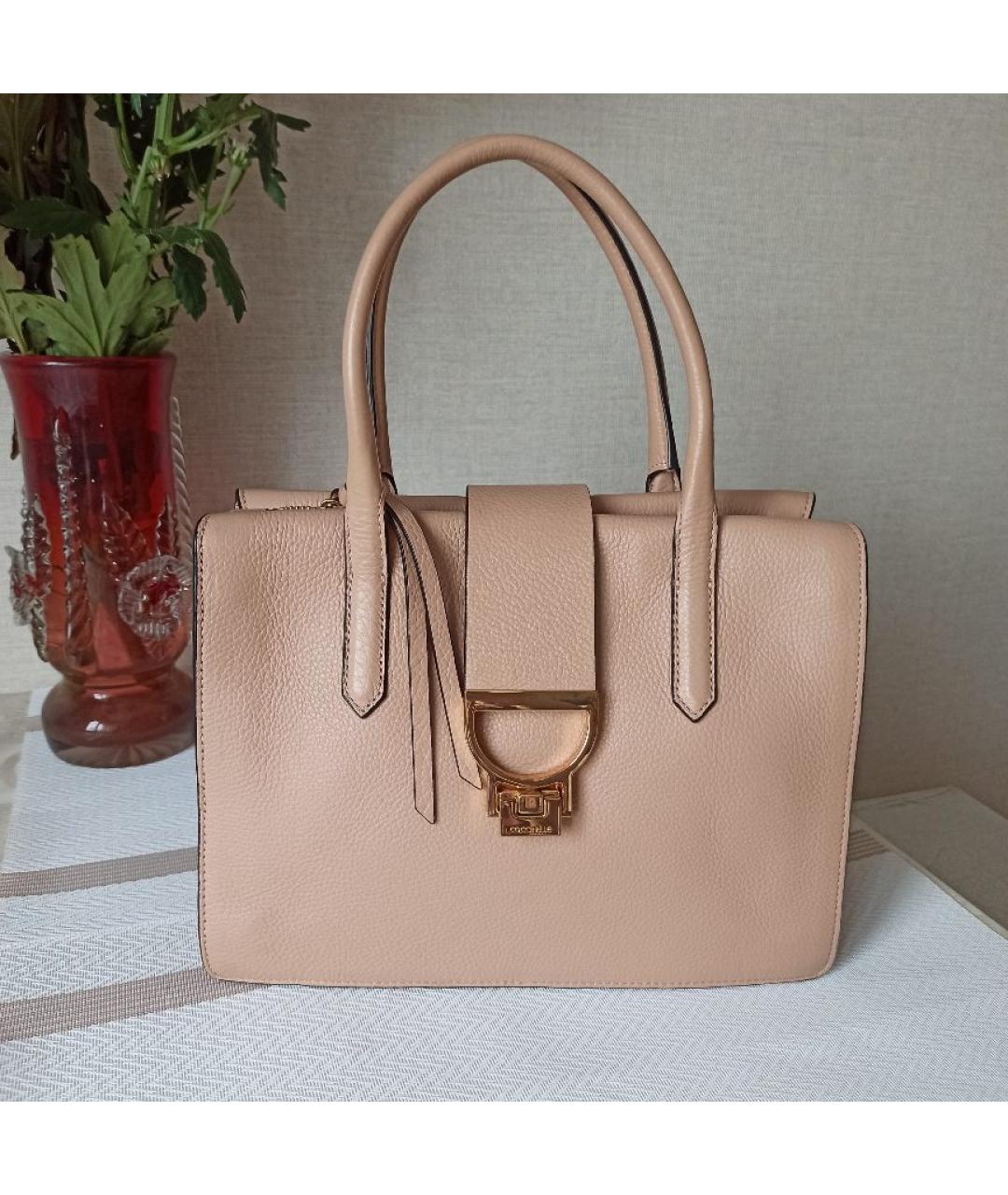 COCCINELLE Розовая кожаная сумка с короткими ручками, фото 10