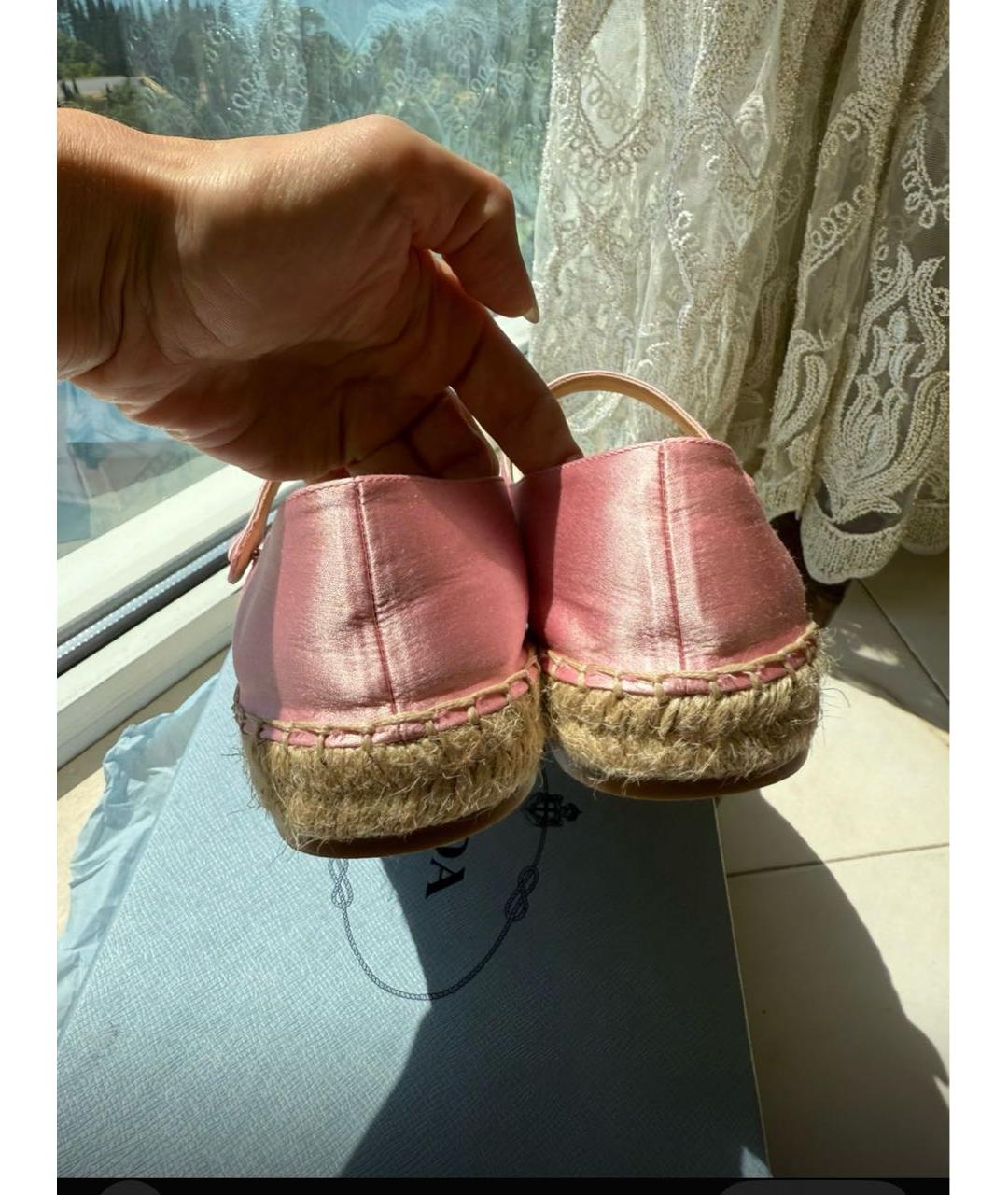 PRADA Розовые бархатные эспадрильи, фото 5