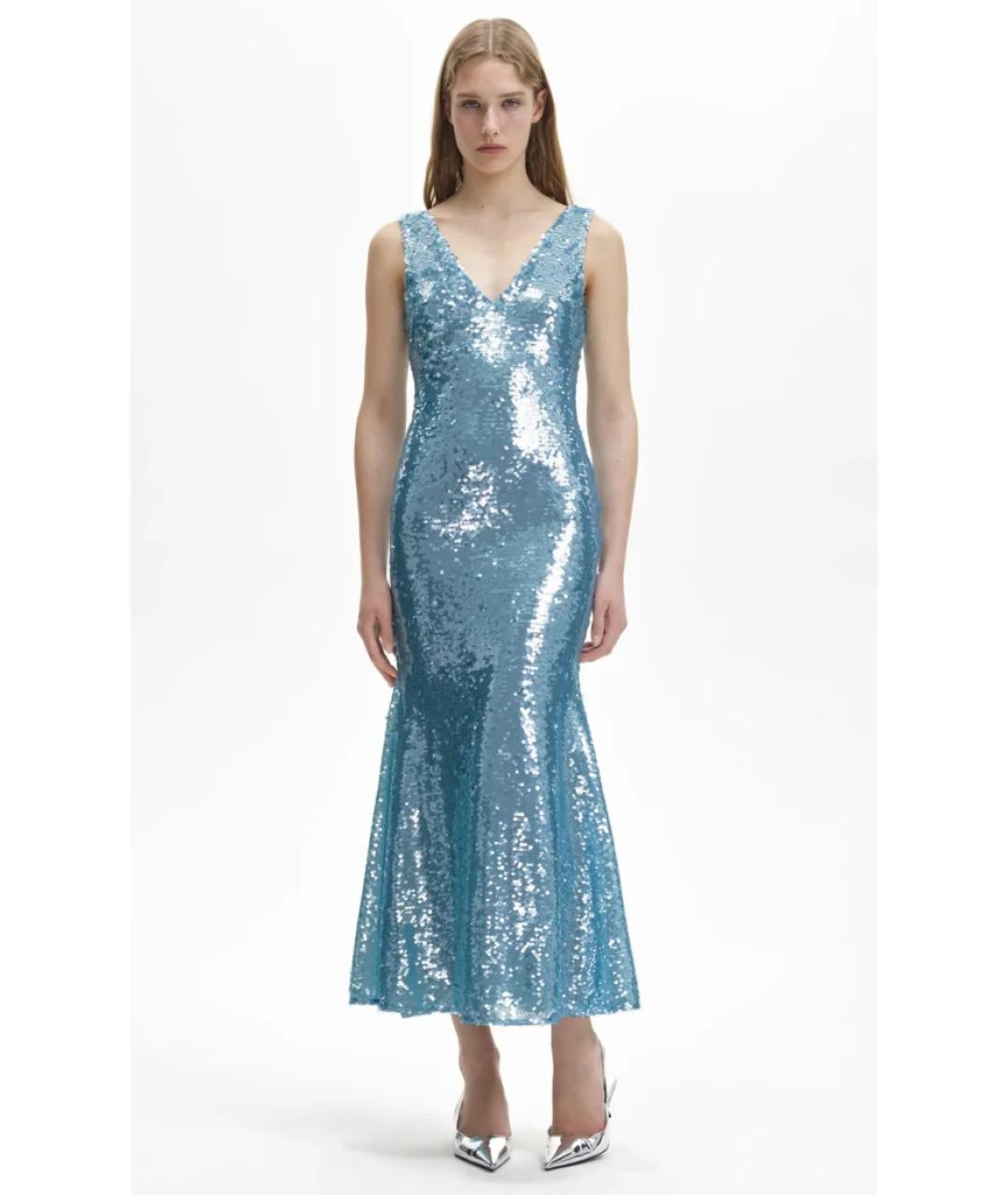 SELF-PORTRAIT Голубое полиэстеровое коктейльное платье, фото 4