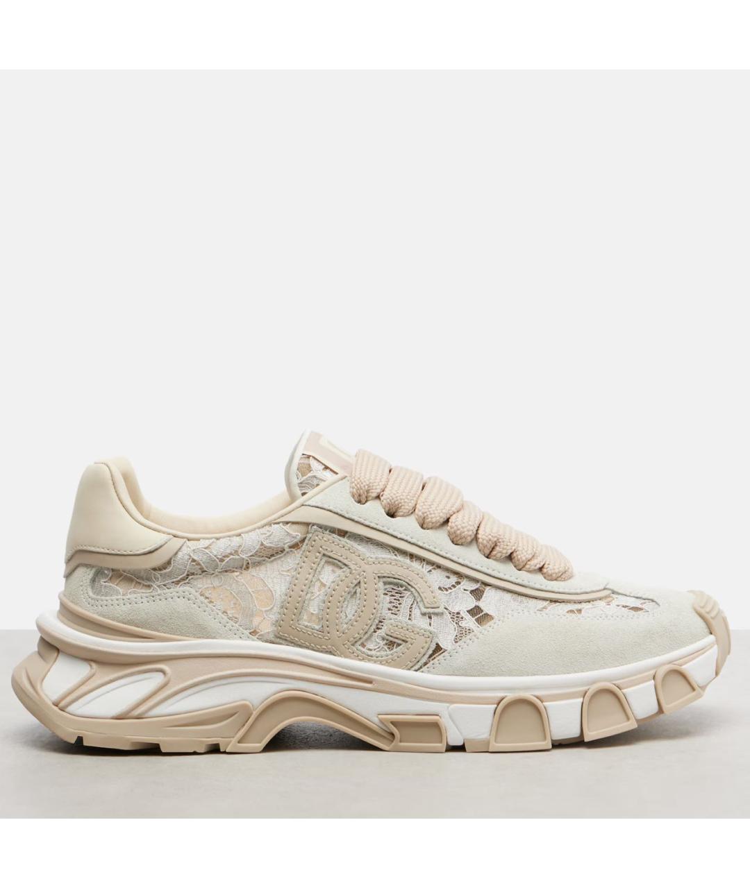 DOLCE&GABBANA Бежевые текстильные кроссовки, фото 7