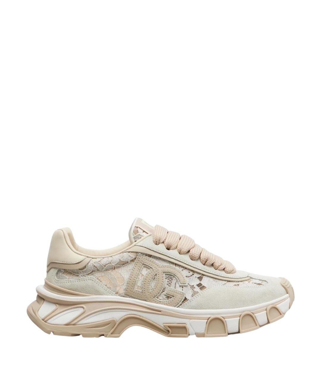 DOLCE&GABBANA Бежевые текстильные кроссовки, фото 1