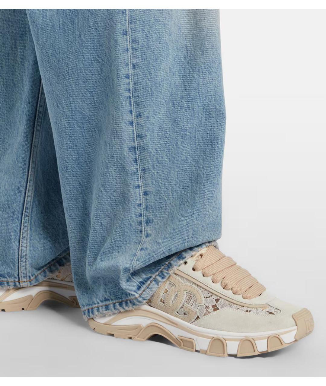 DOLCE&GABBANA Бежевые текстильные кроссовки, фото 5