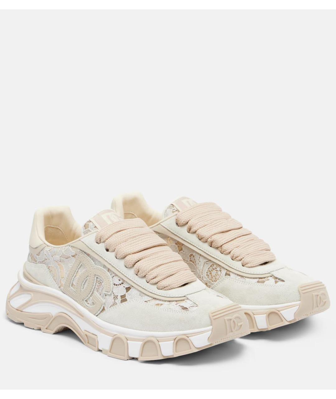 DOLCE&GABBANA Бежевые текстильные кроссовки, фото 6