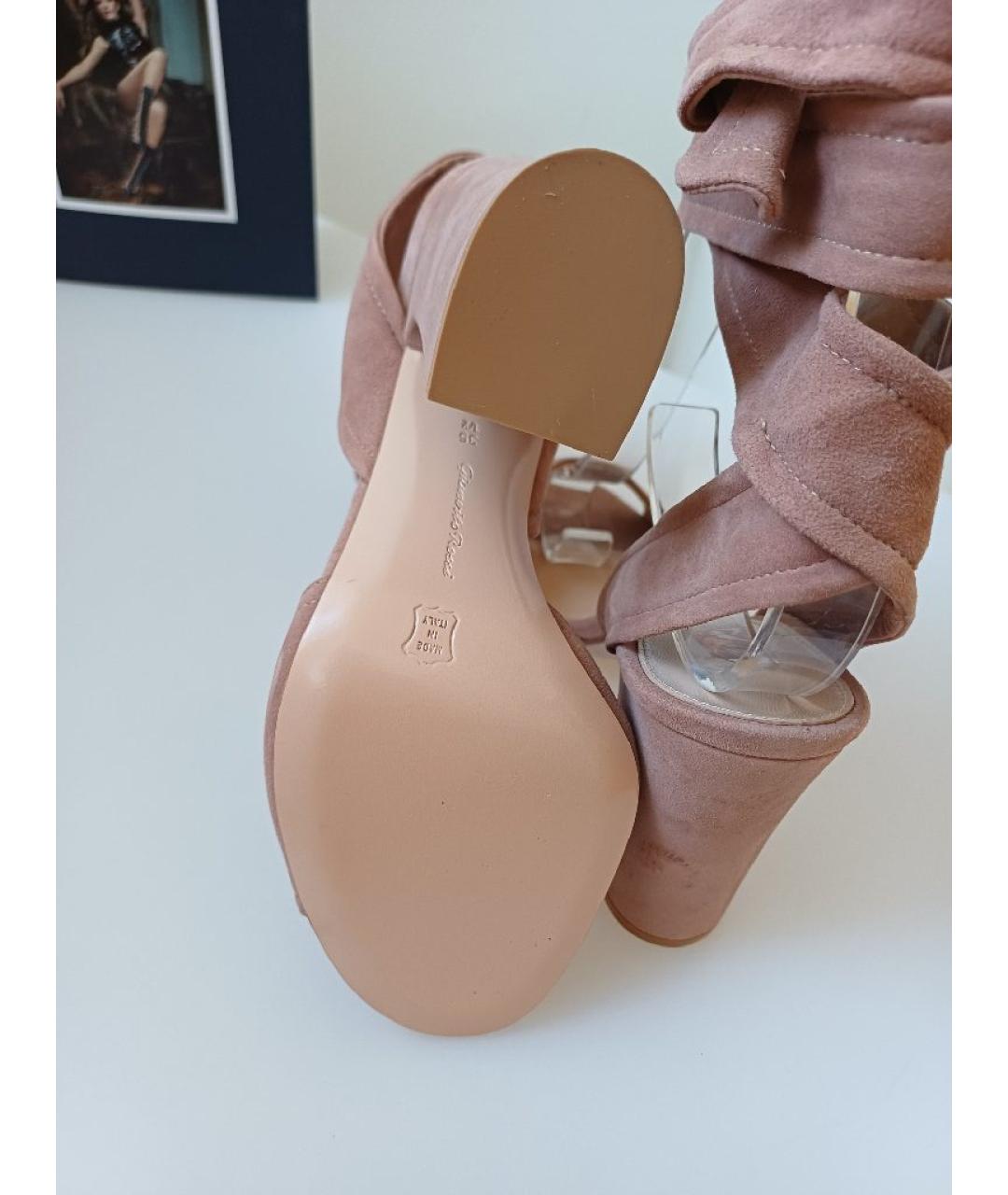 GIANVITO ROSSI Бежевые замшевые босоножки, фото 8