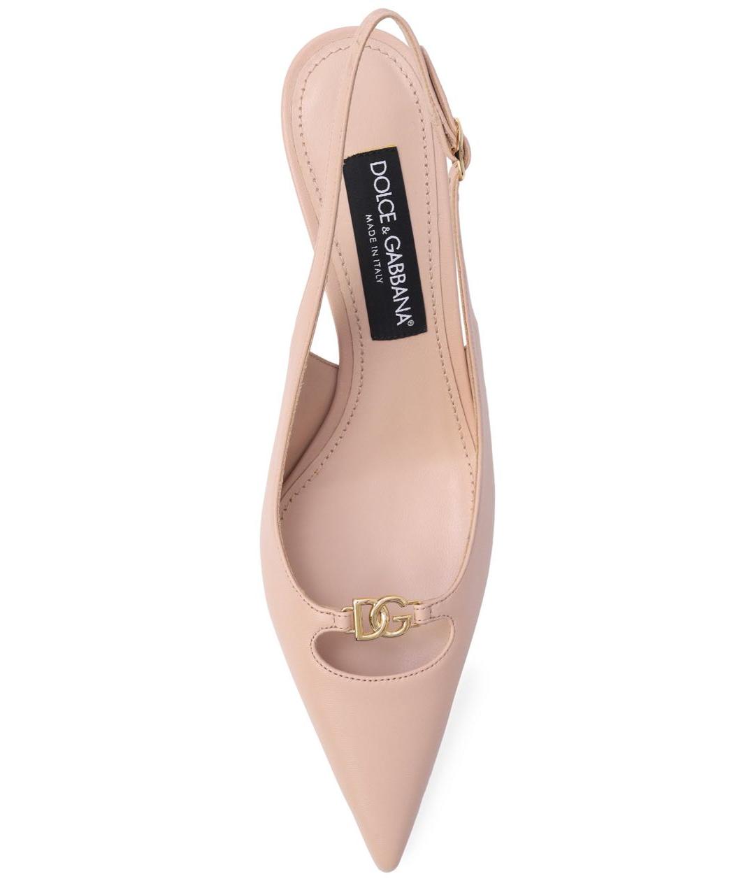 DOLCE&GABBANA Бежевые кожаные туфли, фото 4