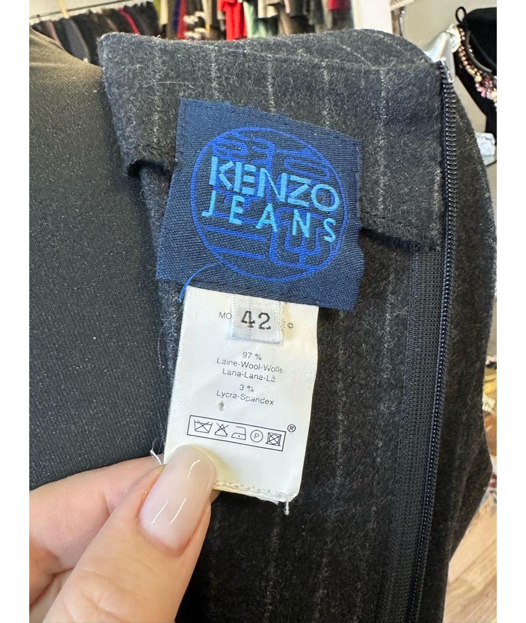 KENZO Серое шерстяное повседневное платье, фото 3