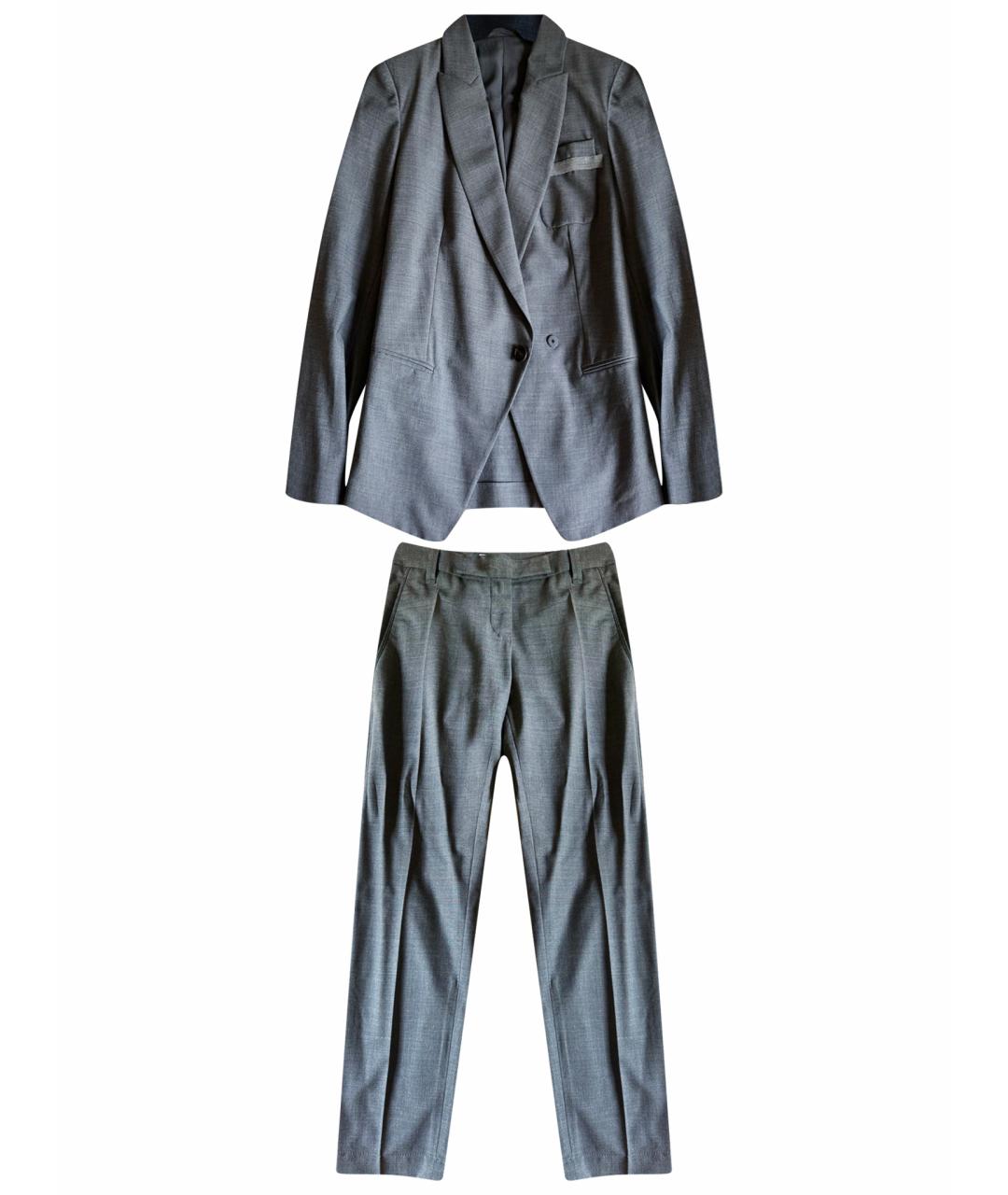 BRUNELLO CUCINELLI Антрацитовый шерстяной костюм с брюками, фото 1