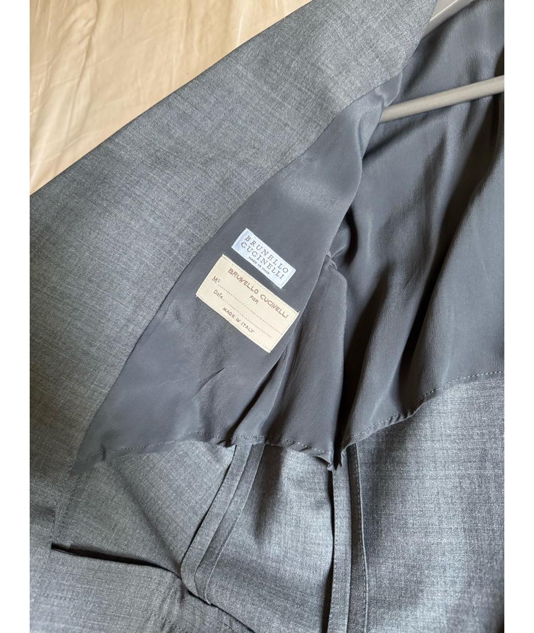 BRUNELLO CUCINELLI Антрацитовый шерстяной костюм с брюками, фото 3