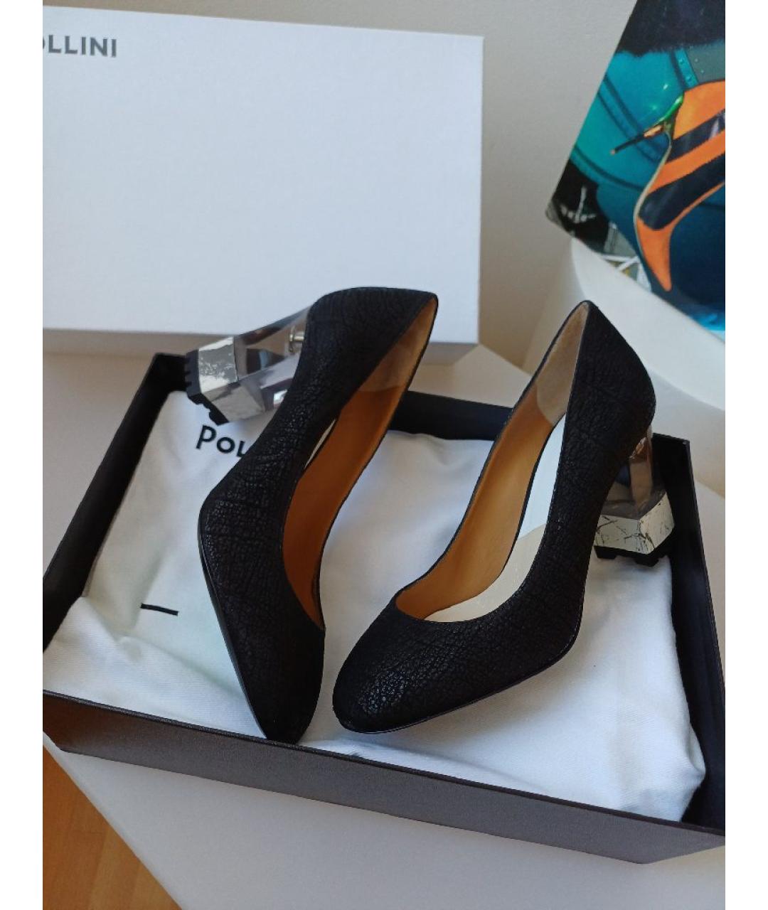 POLLINI Черные кожаные туфли, фото 5