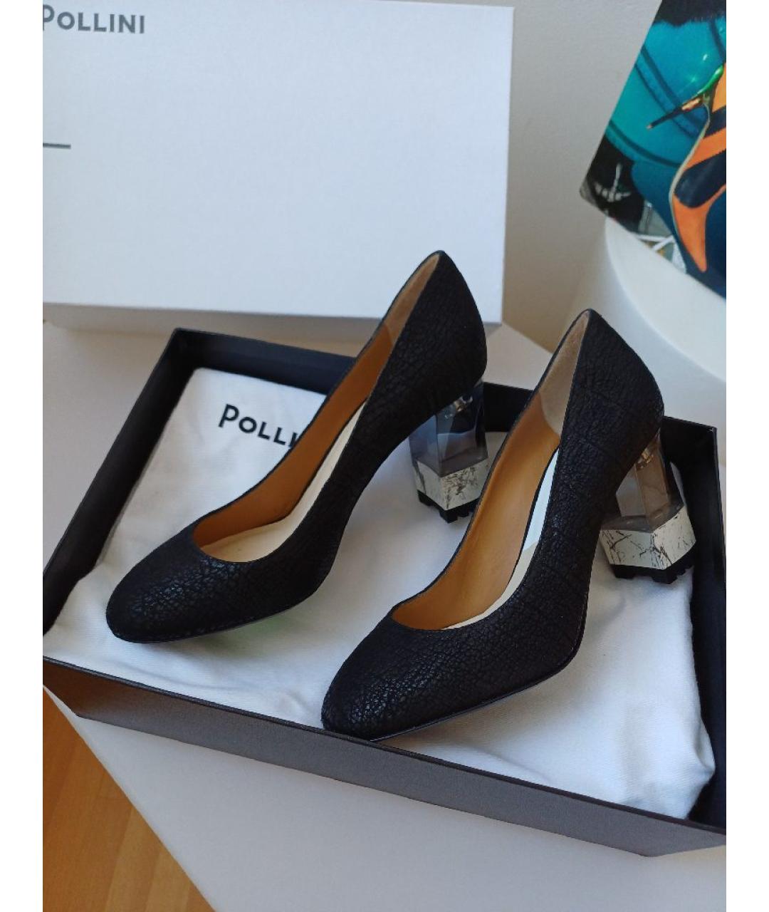 POLLINI Черные кожаные туфли, фото 2