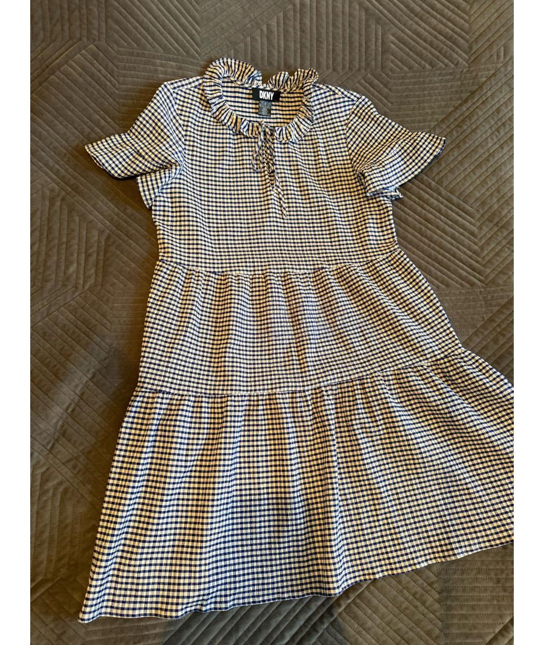 DKNY Синее полиуретановое повседневное платье, фото 5