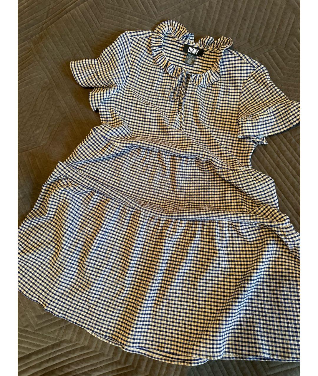 DKNY Синее полиуретановое повседневное платье, фото 2