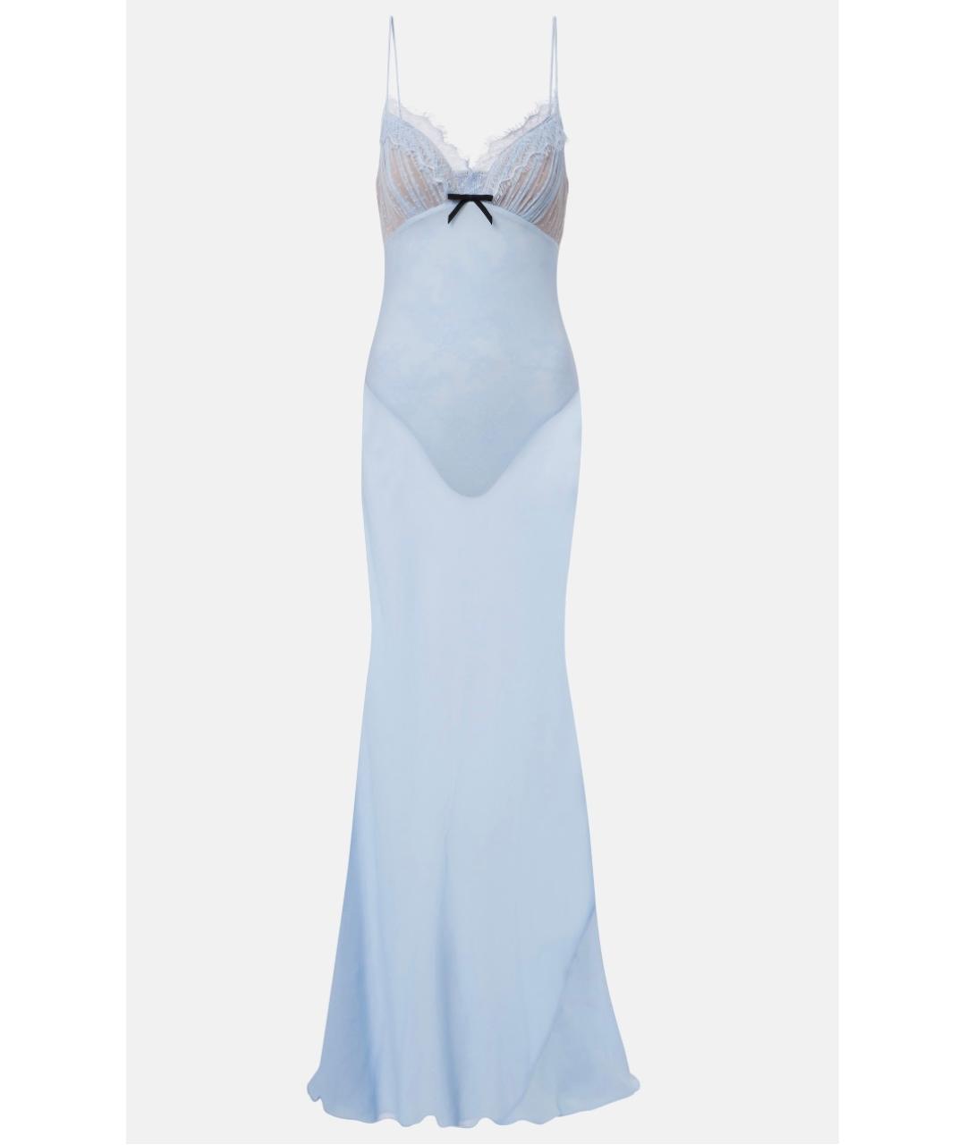 SELF-PORTRAIT Голубое вискозное коктейльное платье, фото 10