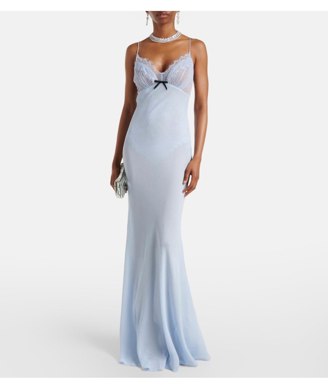 SELF-PORTRAIT Голубое вискозное коктейльное платье, фото 2