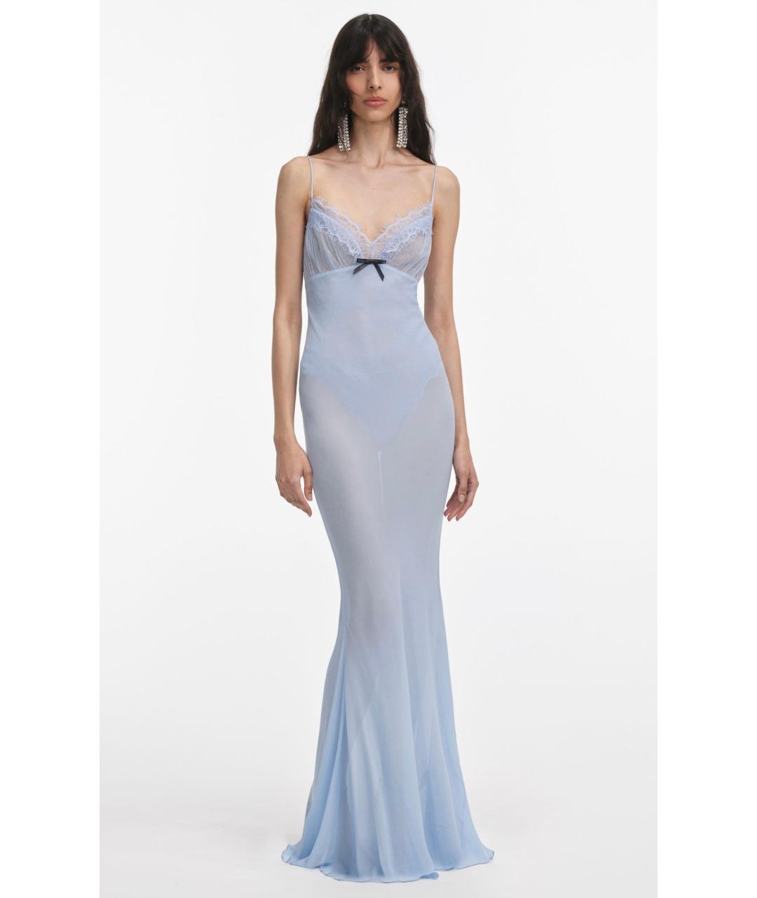 SELF-PORTRAIT Голубое вискозное коктейльное платье, фото 5