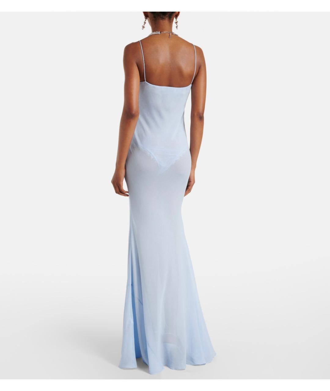 SELF-PORTRAIT Голубое вискозное коктейльное платье, фото 3