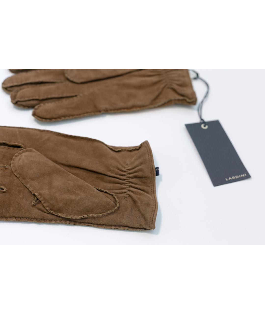 LARDINI Коричневые кожаные перчатки, фото 3