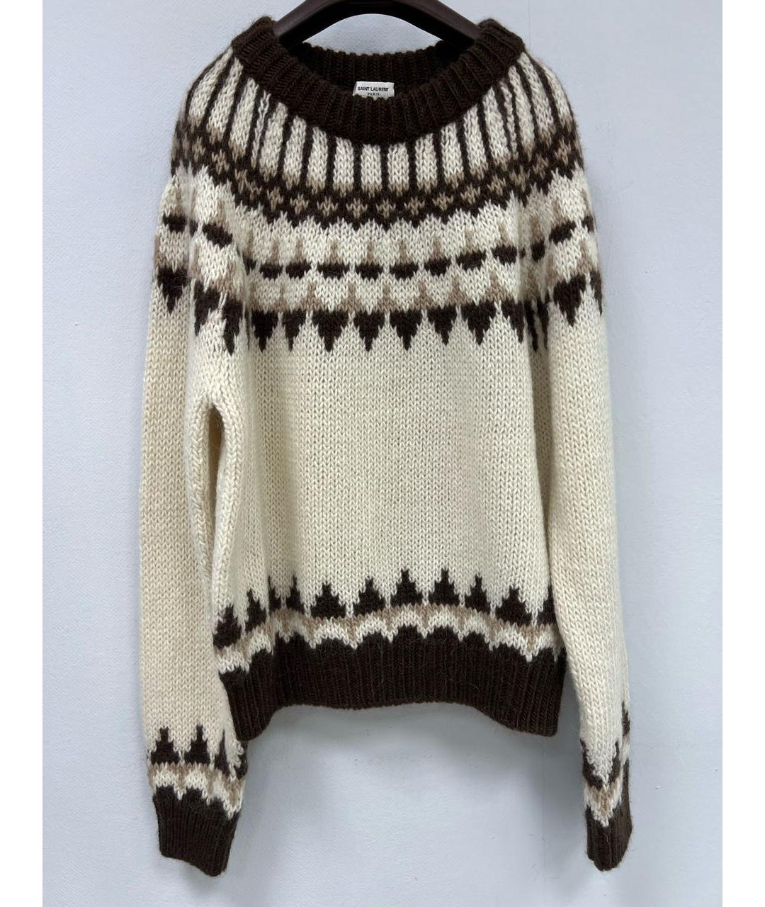 SAINT LAURENT Бежевый шерстяной джемпер / свитер, фото 7