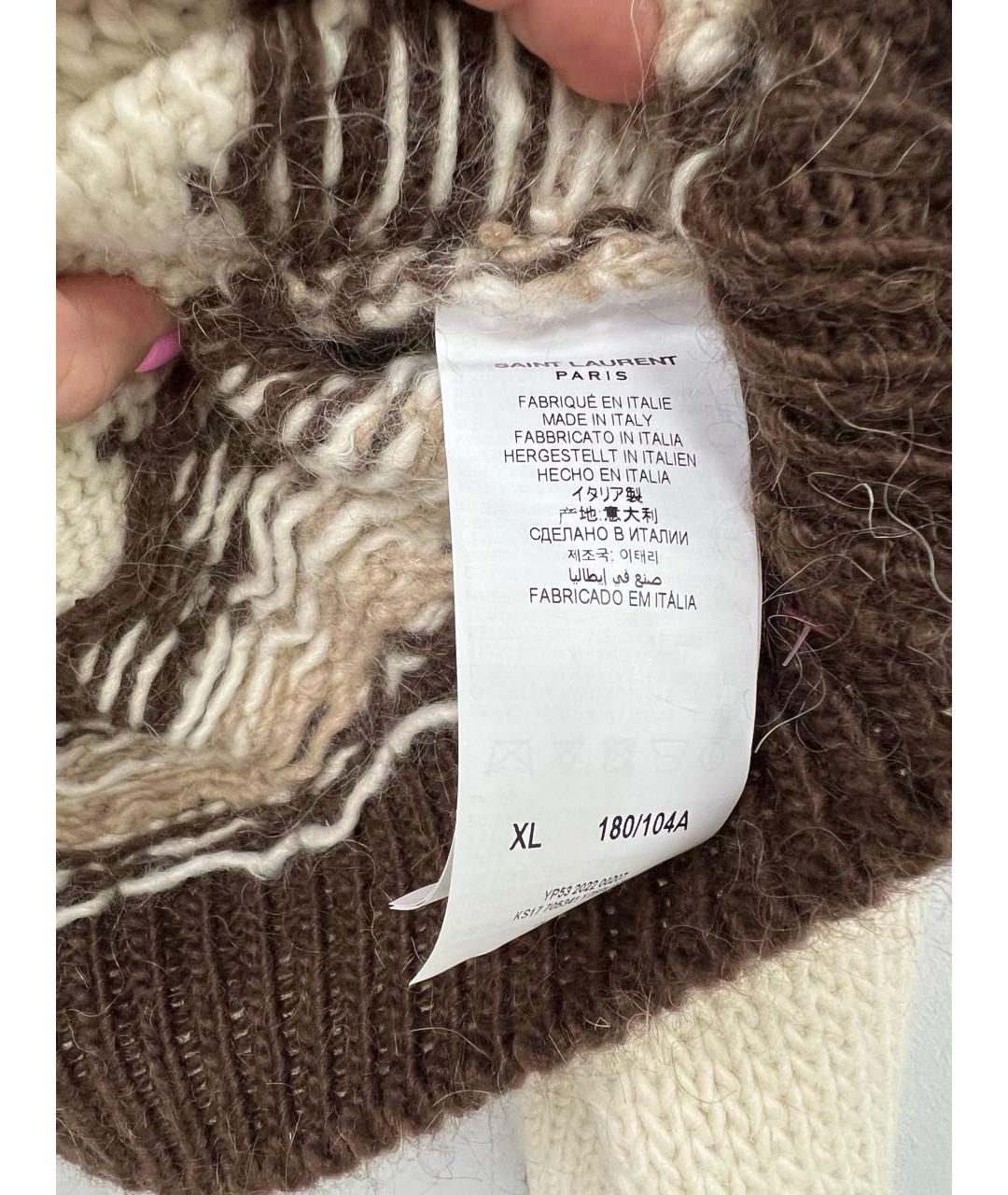 SAINT LAURENT Бежевый шерстяной джемпер / свитер, фото 5
