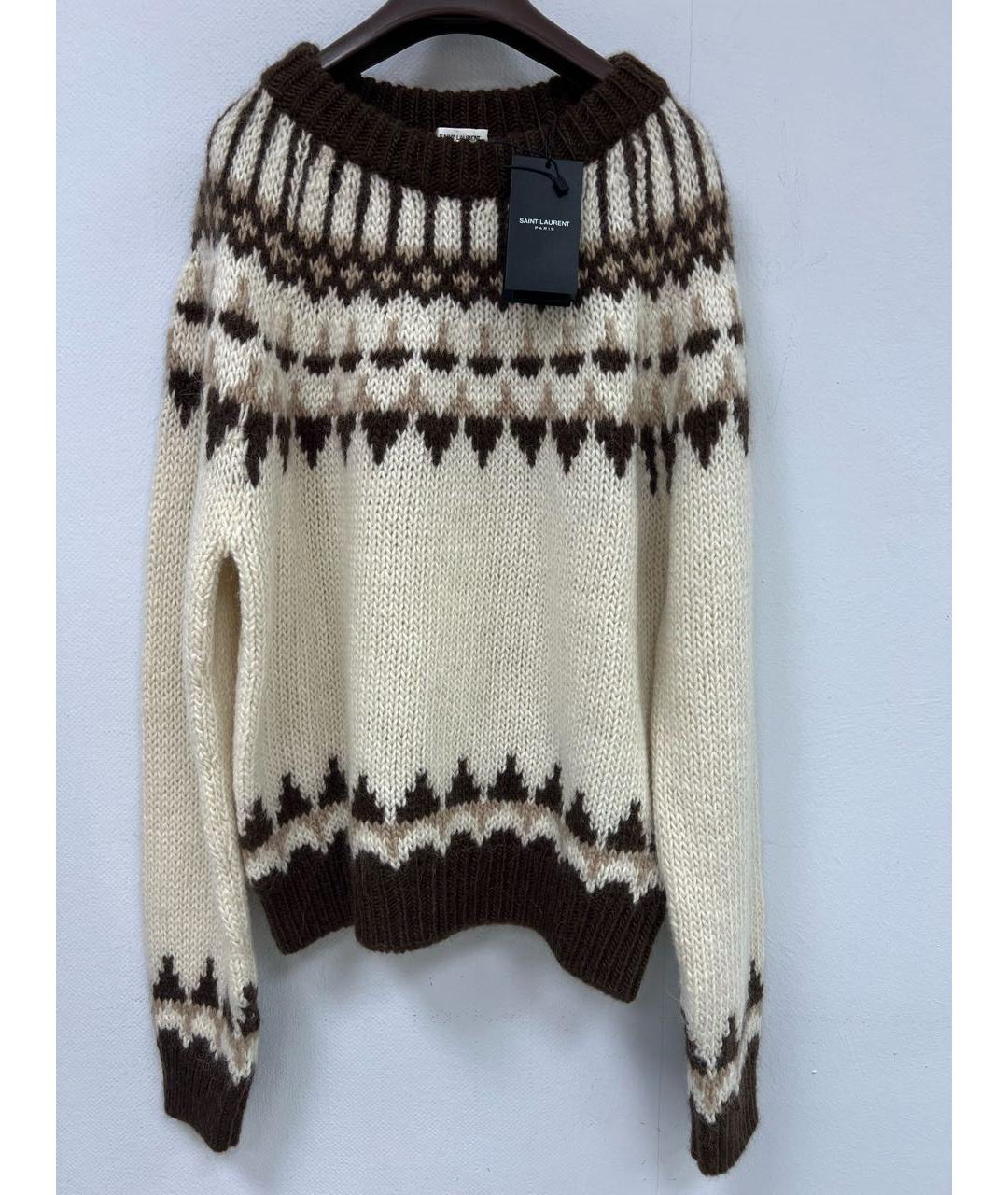 SAINT LAURENT Бежевый шерстяной джемпер / свитер, фото 3