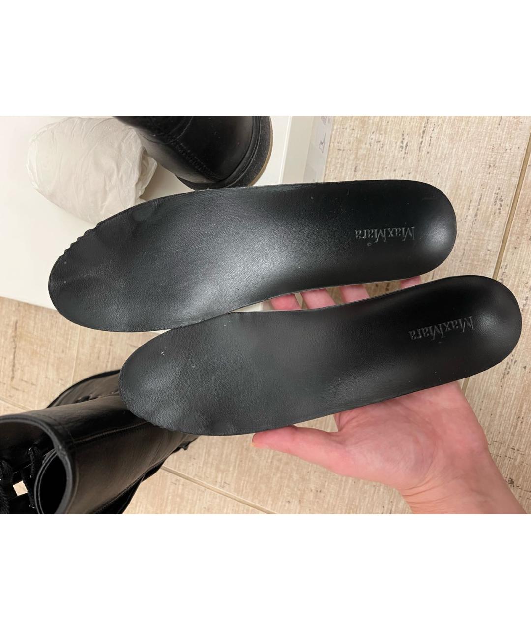 MAX MARA Черные кожаные сапоги, фото 5