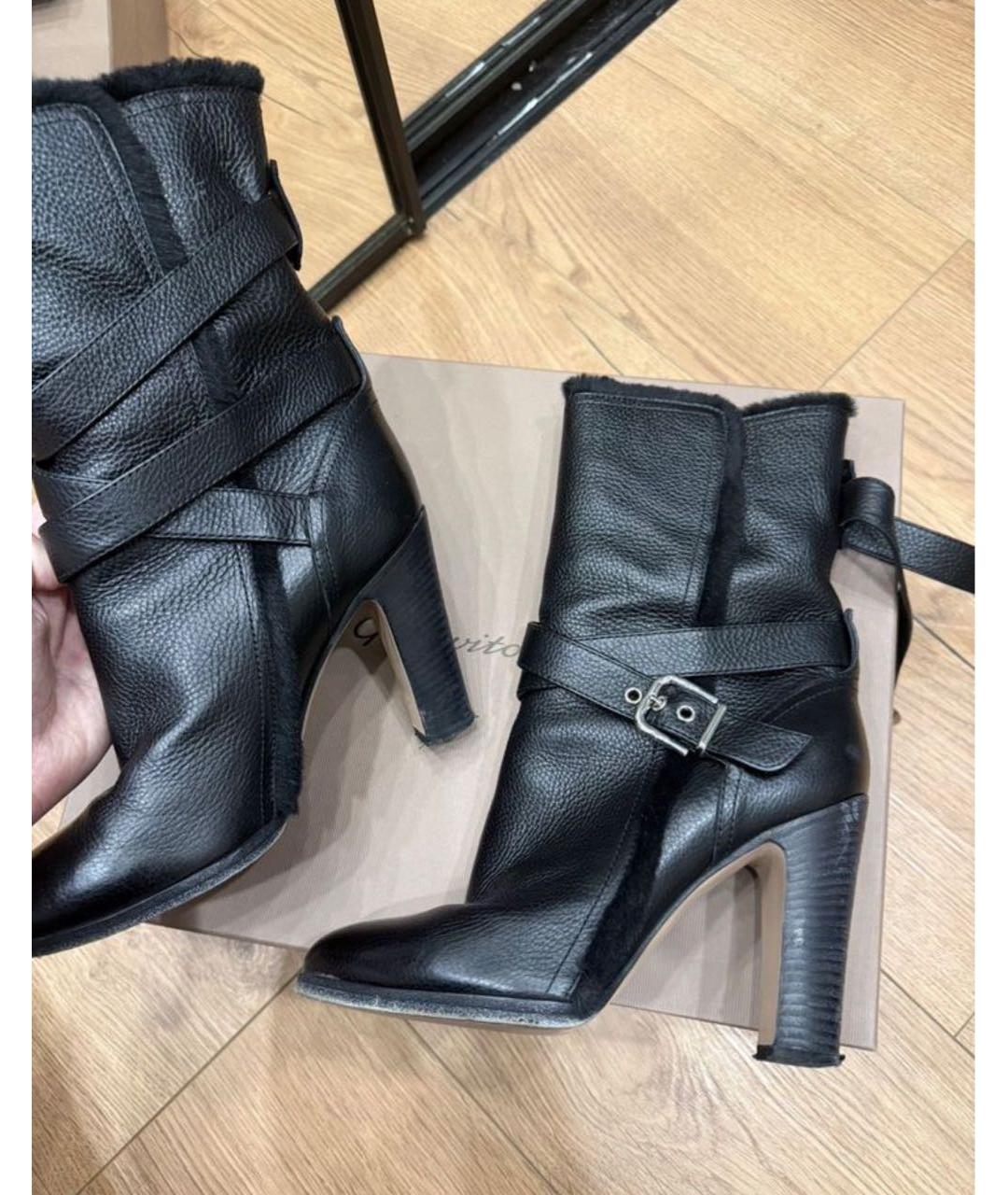 GIANVITO ROSSI Черные кожаные ботильоны, фото 2