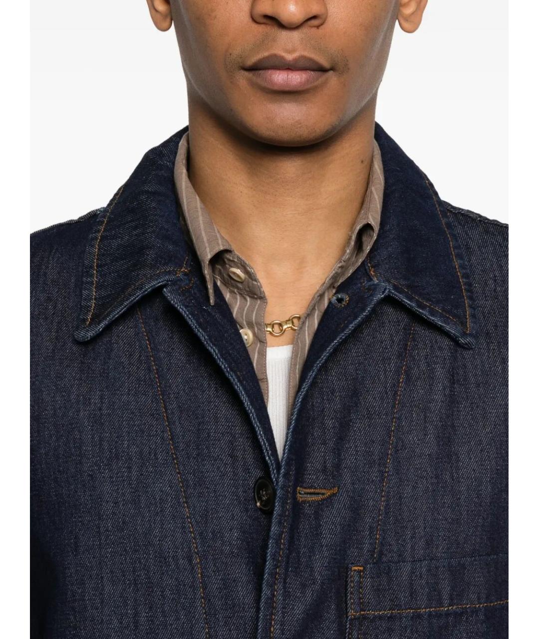 DRIES VAN NOTEN Темно-синяя хлопковая куртка, фото 5