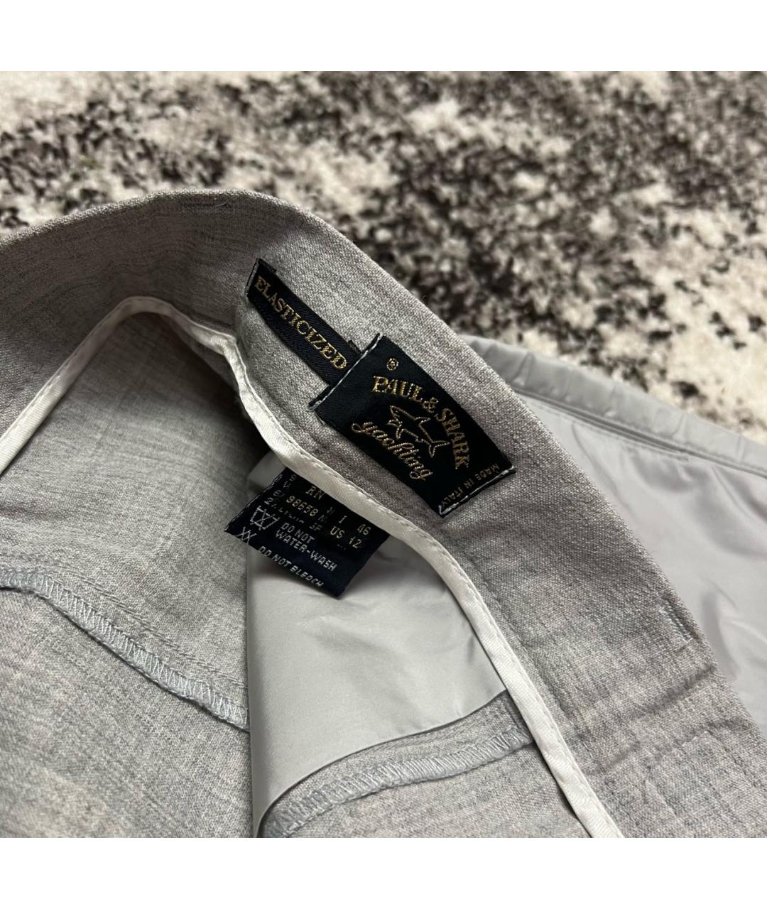 PAUL & SHARK Серые шерстяные брюки широкие, фото 6