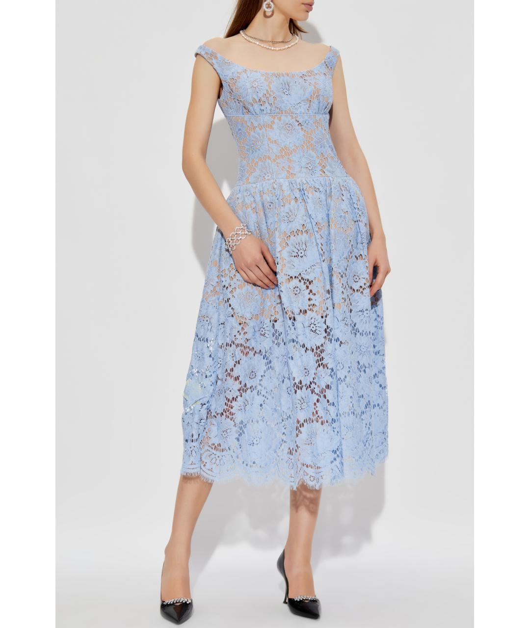 SELF-PORTRAIT Голубое полиэстеровое коктейльное платье, фото 7