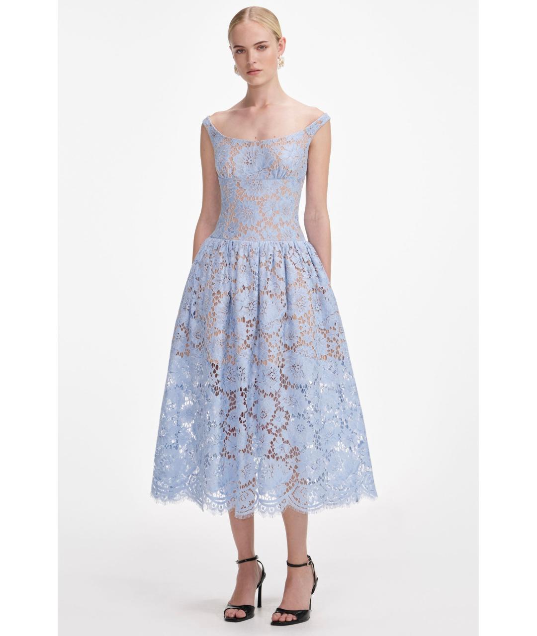 SELF-PORTRAIT Голубое полиэстеровое коктейльное платье, фото 5