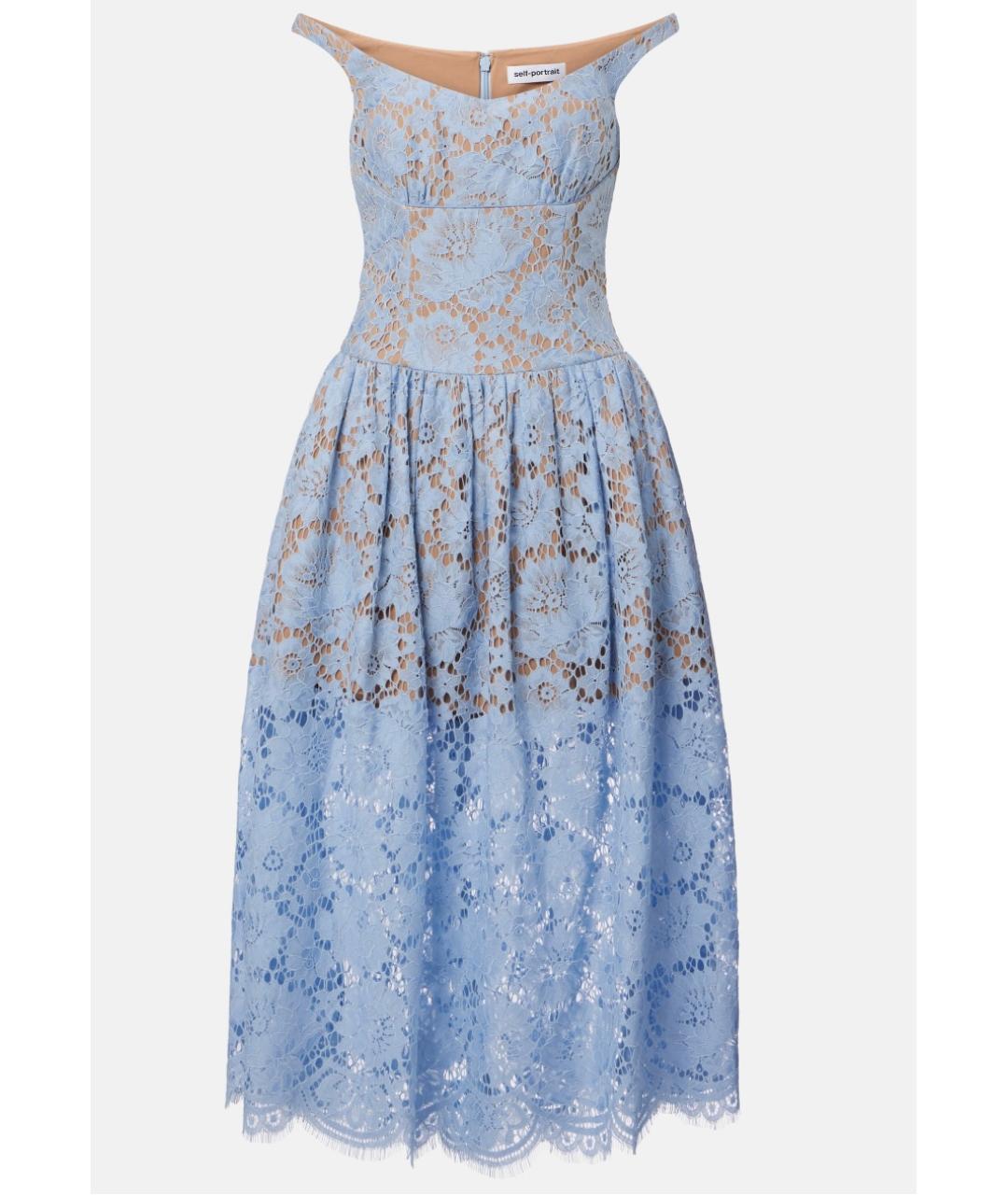 SELF-PORTRAIT Голубое полиэстеровое коктейльное платье, фото 10