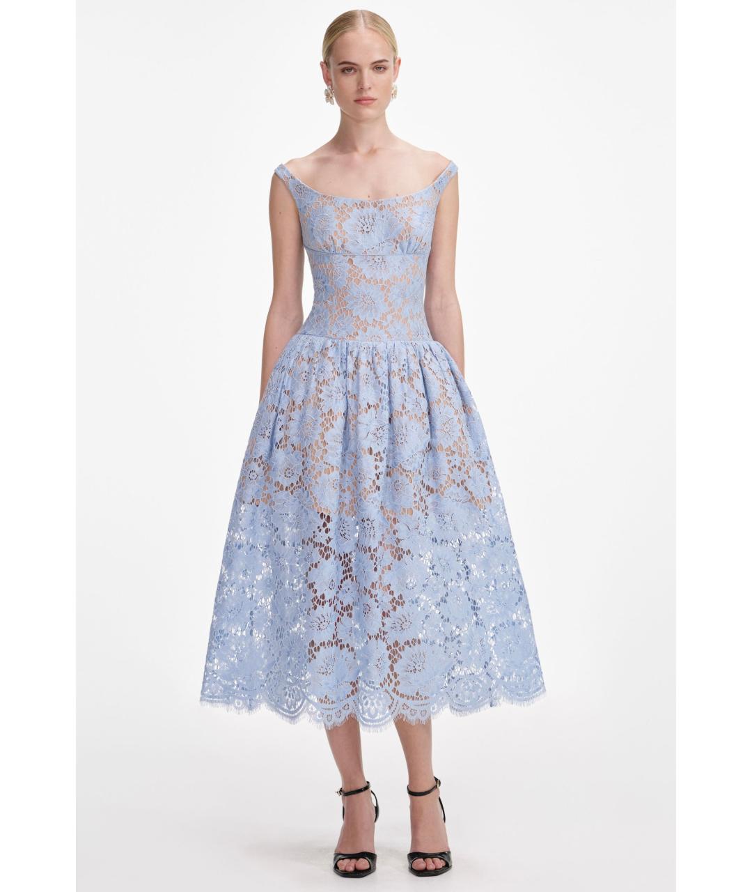 SELF-PORTRAIT Голубое полиэстеровое коктейльное платье, фото 4