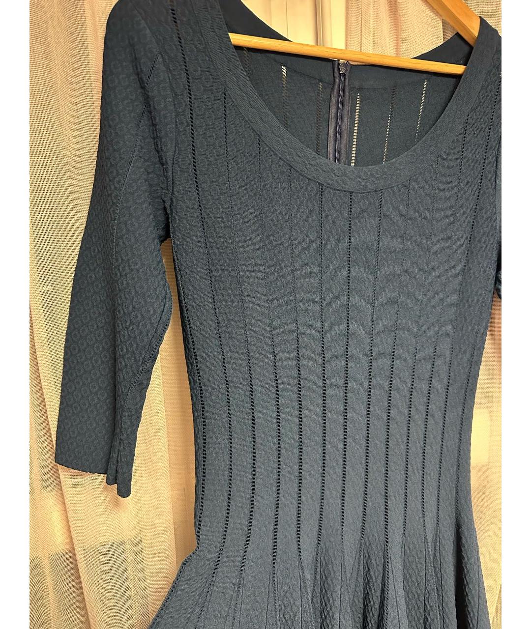 ALAIA Синее хлопко-эластановое повседневное платье, фото 6