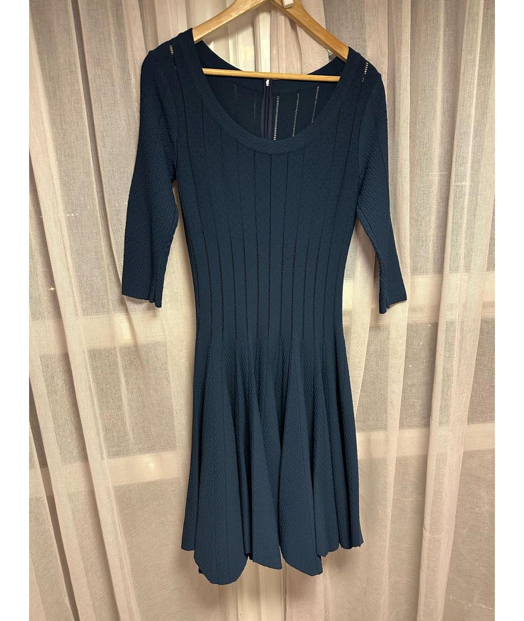 ALAIA Синее хлопко-эластановое повседневное платье, фото 7